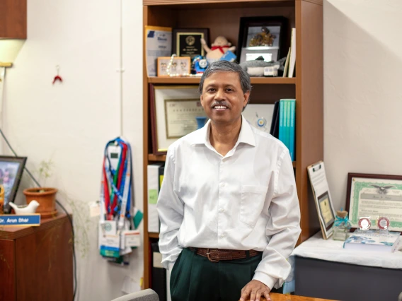Researcher in his office