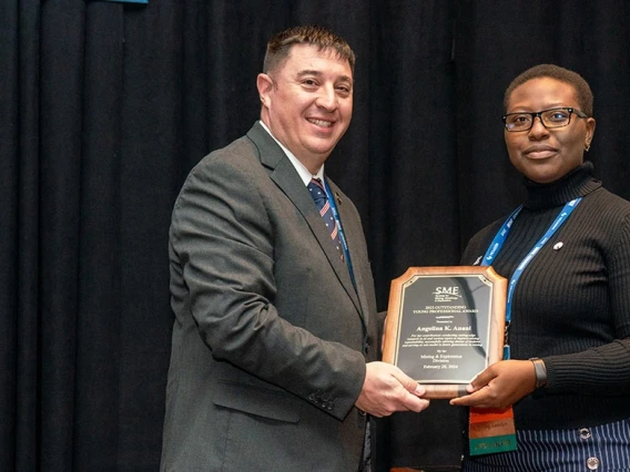 Angelina Anani accepts the Mining & Engineering Young Professional Award in February.