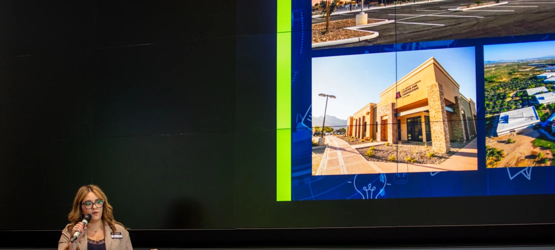 Casey Carrillo, Tech Parks Arizona, Executive Director, UA Center for Innovation, speaking at the AZ Healthcare Delegation. 