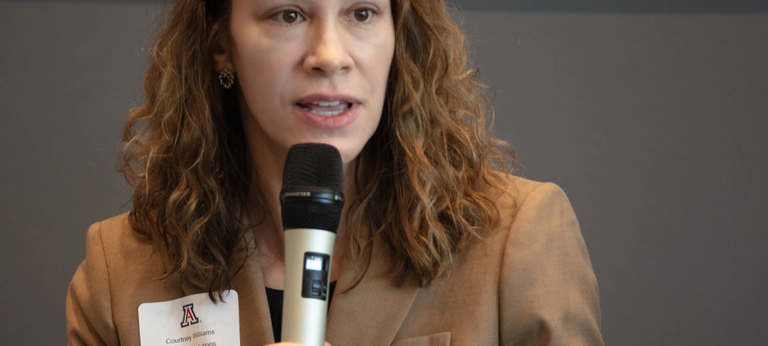 Courtney Williams, Emagine Solutions, CEO, speaking at the AZ Healthcare Delegation. 