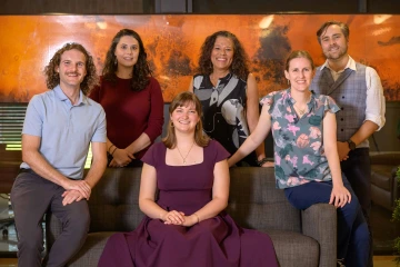 Group photo of six people posed 